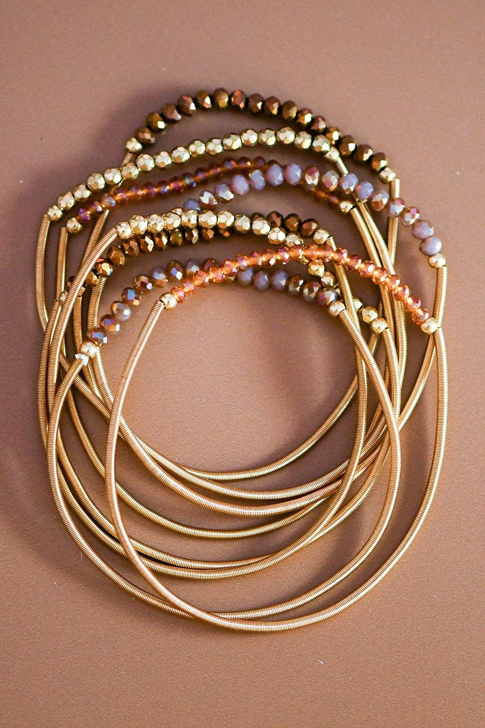 Boho Layered Spring Coil Guitar String Bracelet Set