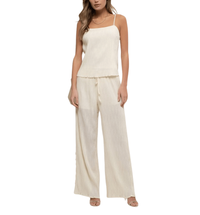 Ivory Plisse Pants