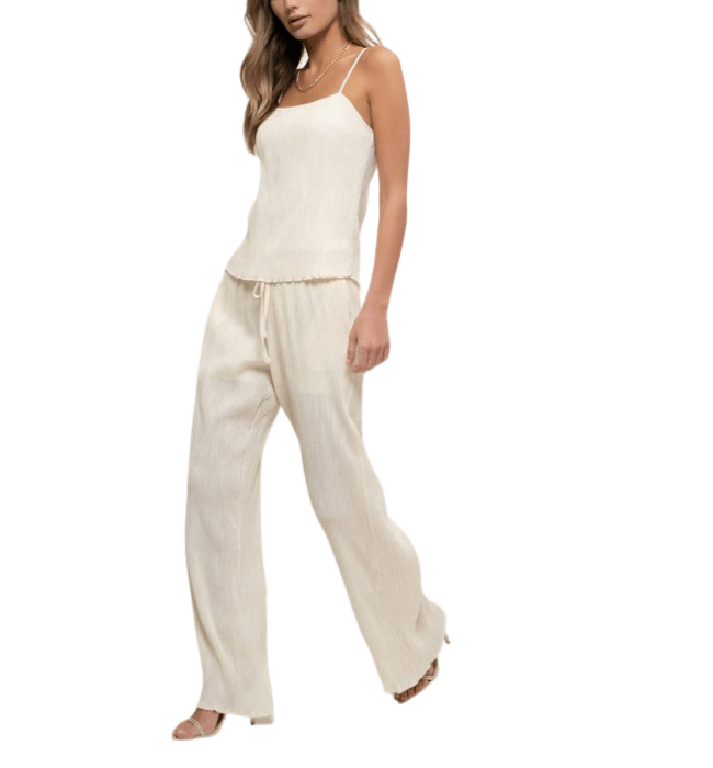 Ivory Plisse Pants