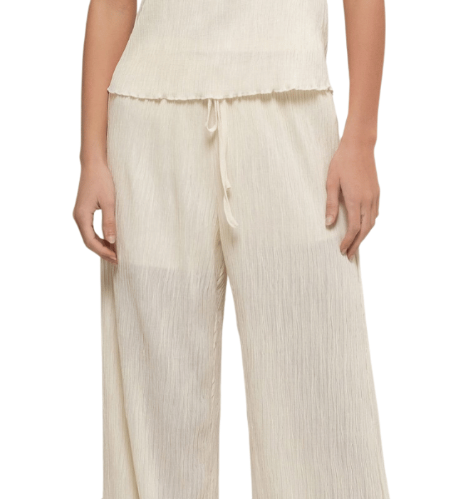 Ivory Plisse Pants