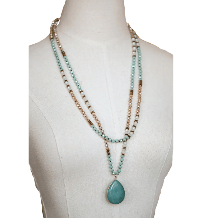 Boho Bead Wrap Pendant Necklace