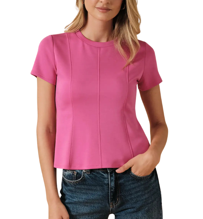 Madison Short Sleeve Vertical Panel Top