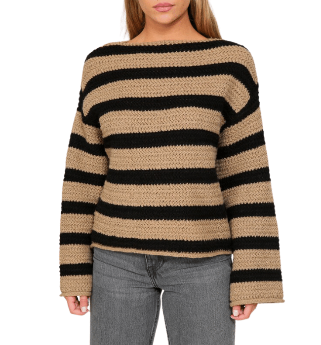 Rhea Striped Boat Neck Sweater