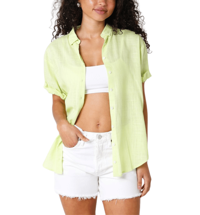 Lucinda Lime Button Front Top