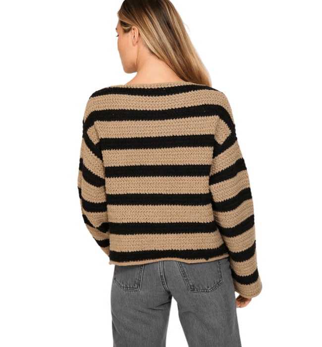 Rhea Striped Boat Neck Sweater