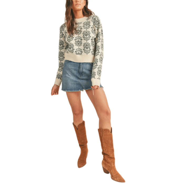 Maggie Floral Outline Print Sweater