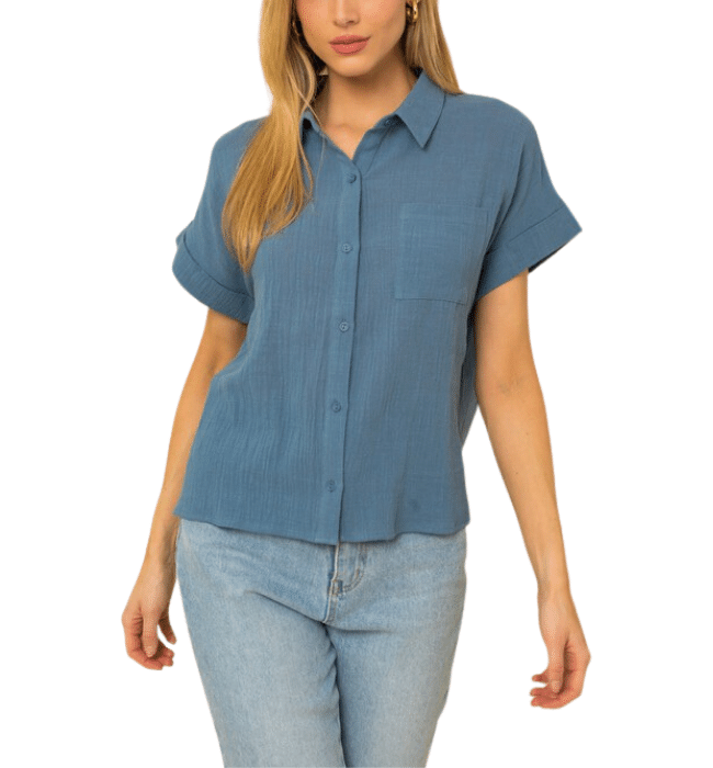 Georgina Linen Button Top