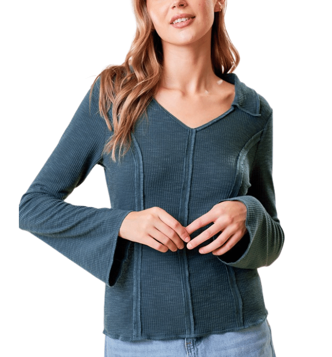 Bethany Ribbed Bell Sleeve Top