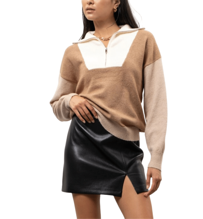 Micaela Colorblock Half Zip Sweater