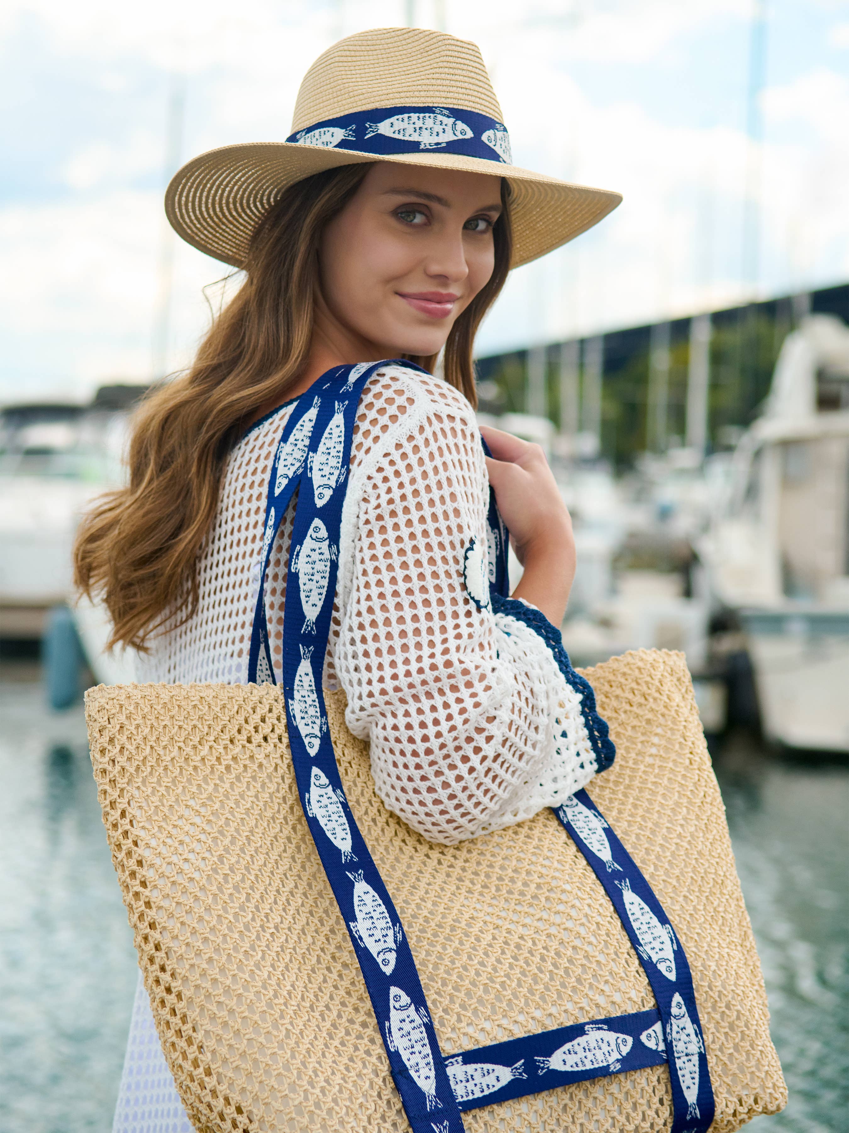Fisher Hat + Tote Set Navy