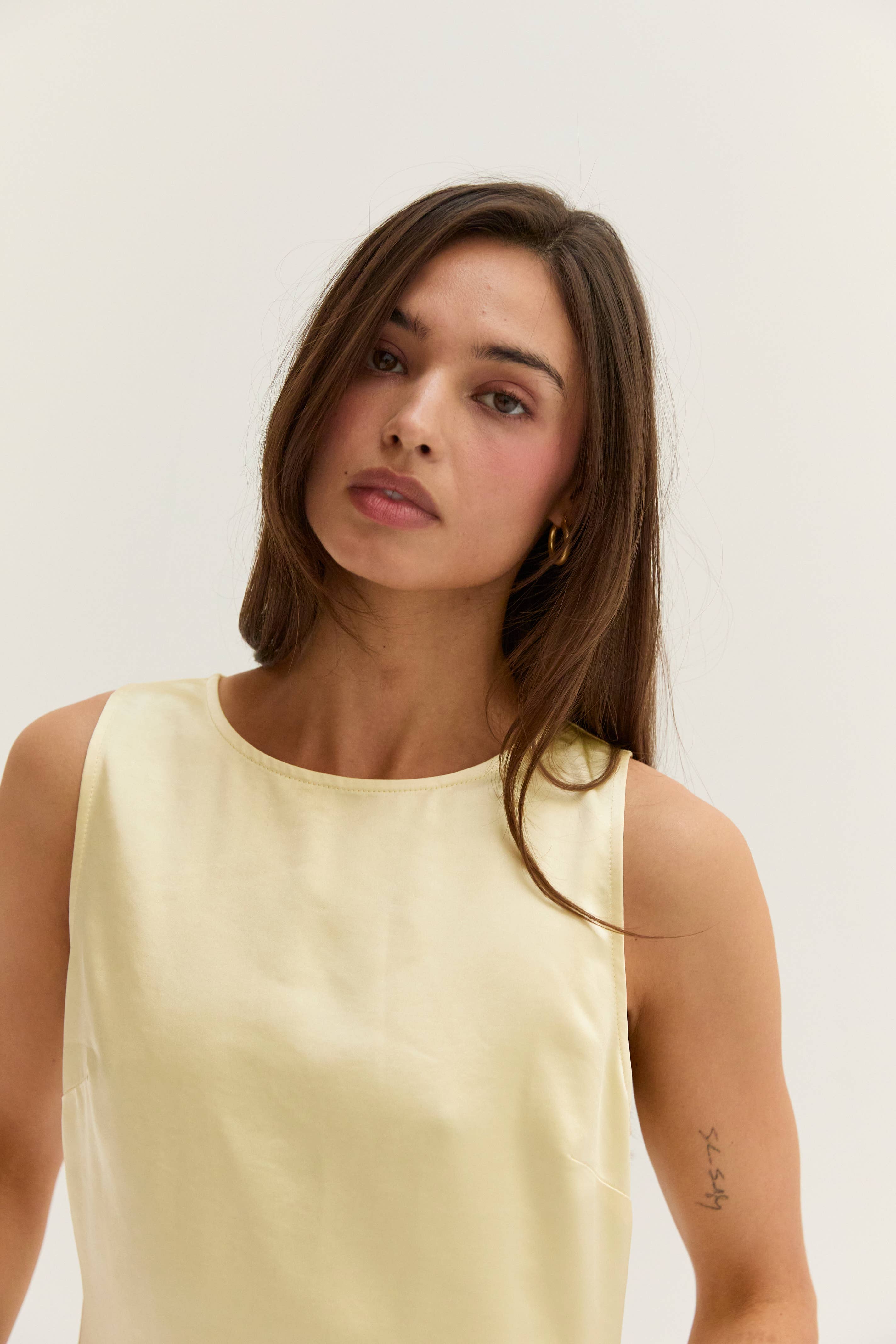 Amber Satin Mini Dress With Lace Trim