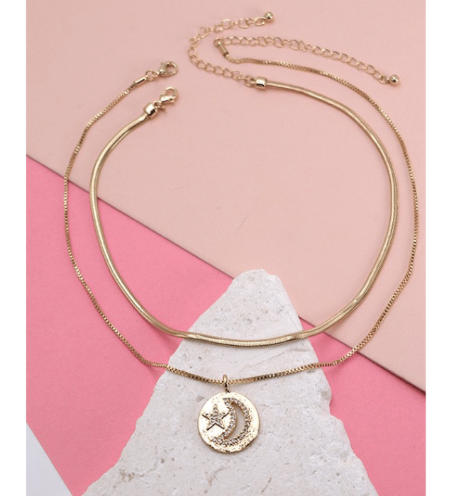 Moon + Star Charm Necklace