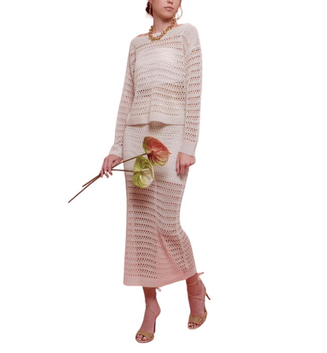 Claudine Crochet Midi Skirt