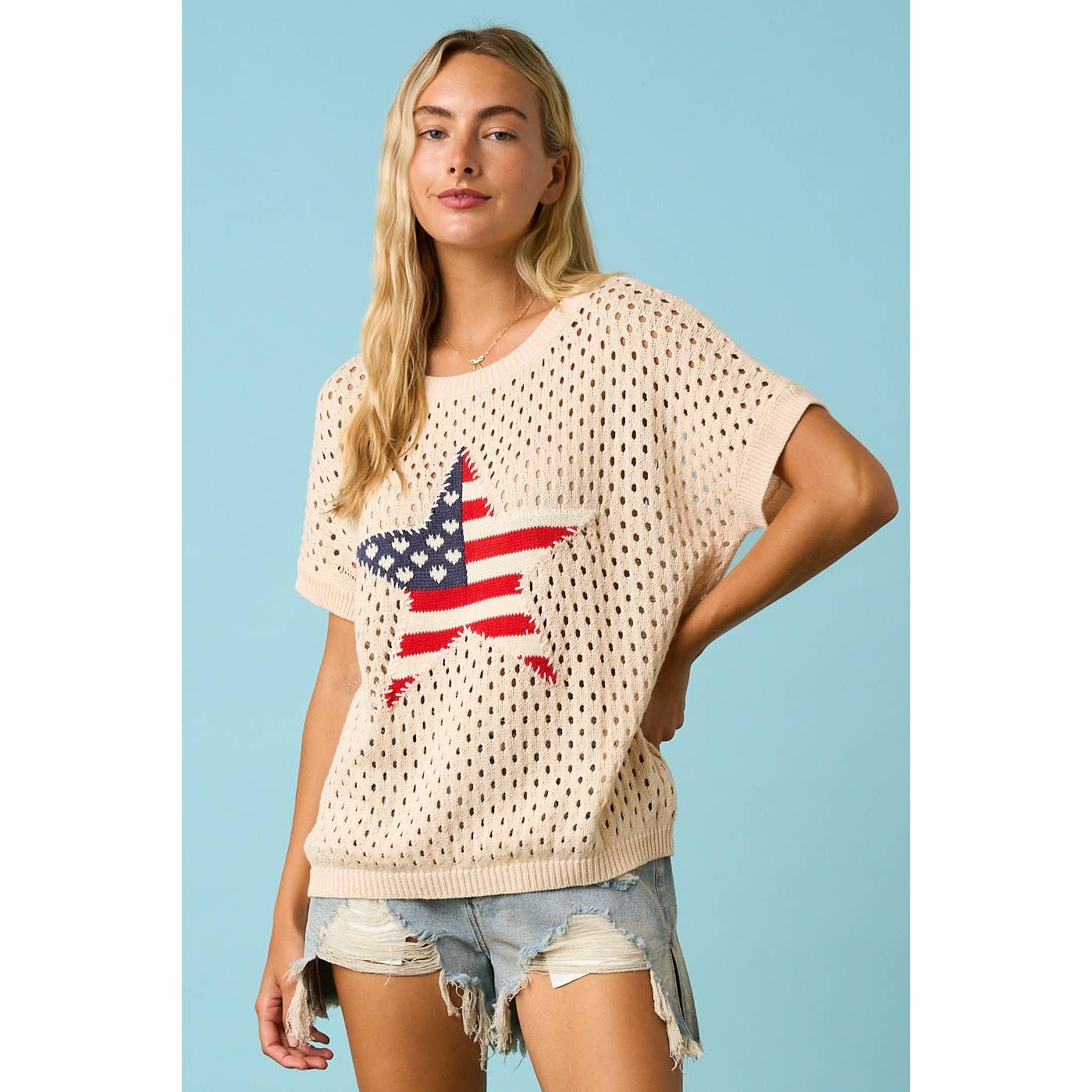 USA Star Knit Top