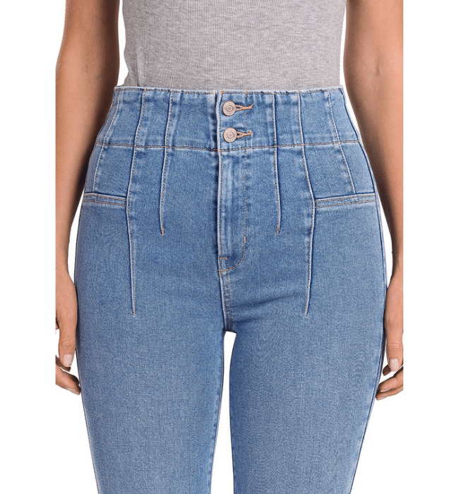 Ashley Pintuck Waist Flared Denim