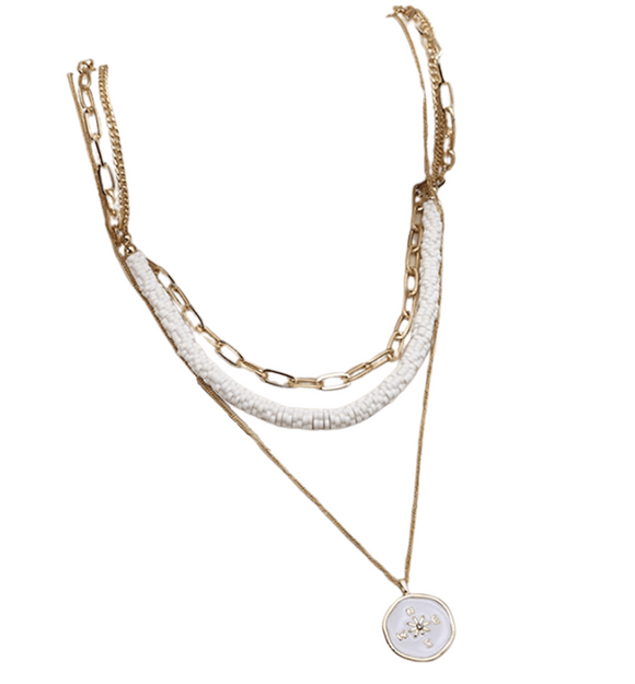 Heishi Compass Necklace