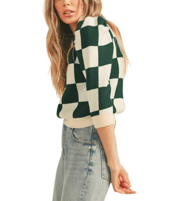 Checkmate Puff Sleeve Sweater
