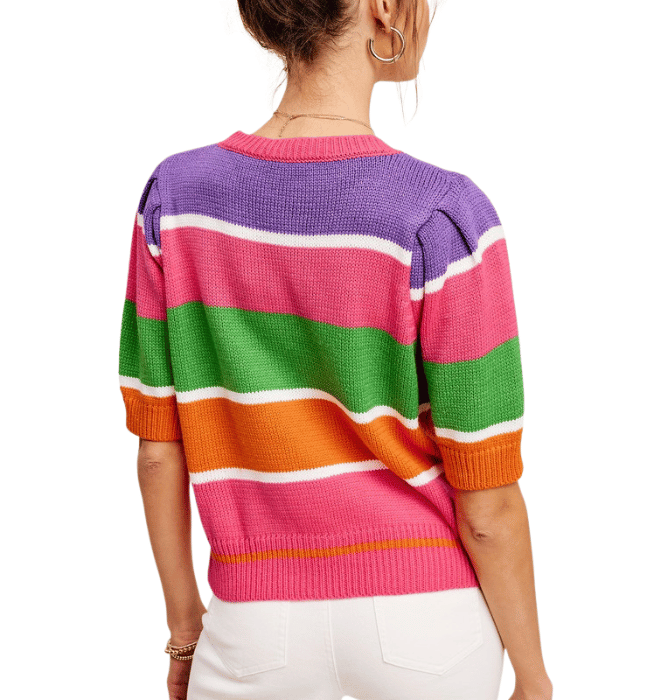 Pam Striped Short Sleeve Knit