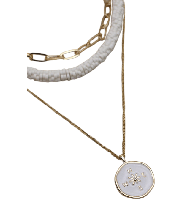 Heishi Compass Necklace