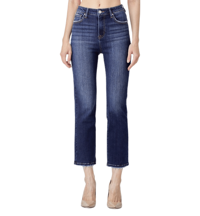 Melina Dark High-Rise Crop Straight Denim
