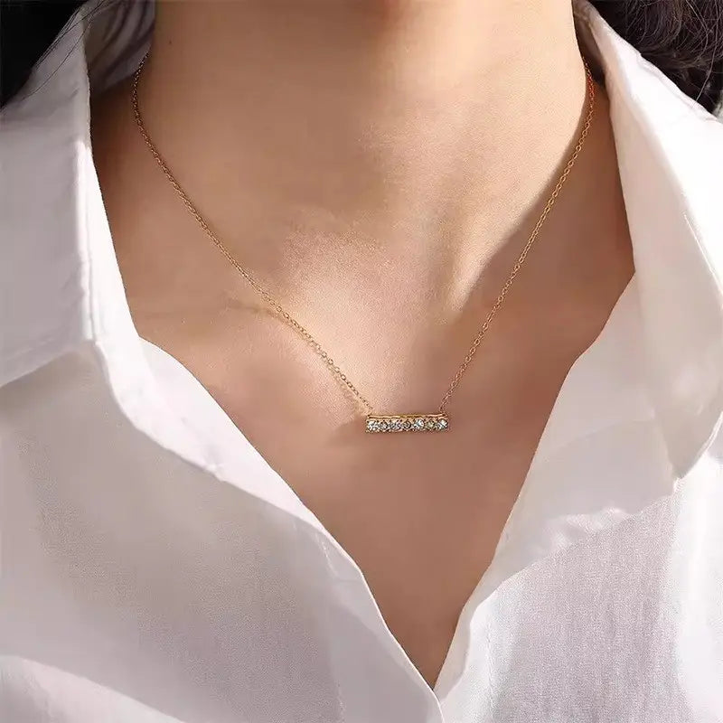 18K Stainless Steel Tarnish Free Bar Necklace