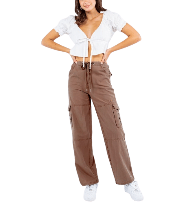 Cinnamon Wide Leg Cargo Pants