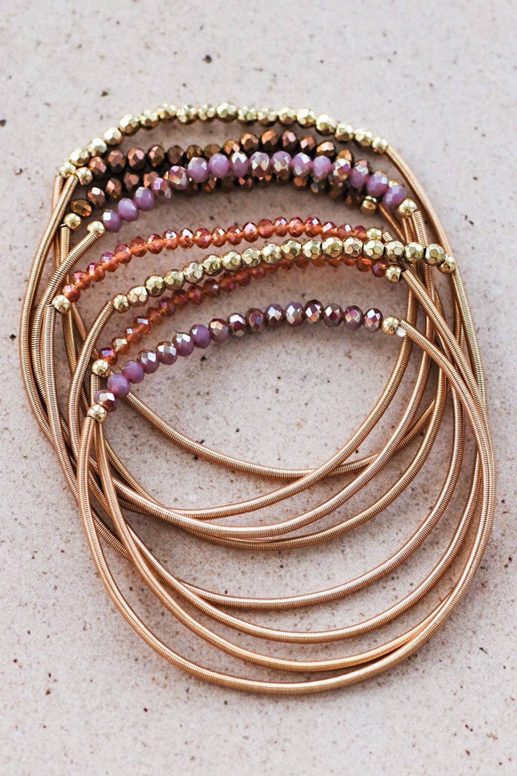 Boho Layered Spring Coil Guitar String Bracelet Set