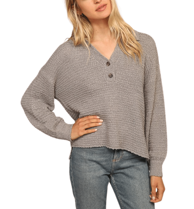 Tania Textured Gray Sweater