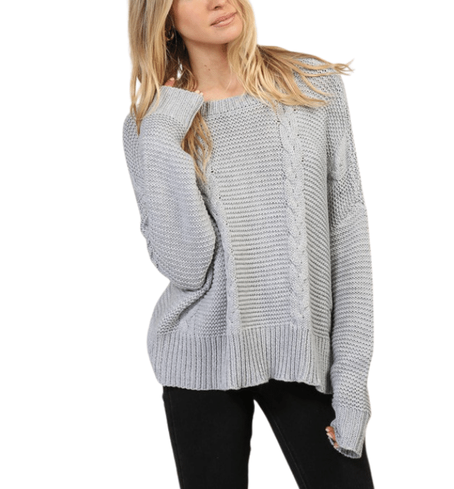 Aida Gray Cable Knit Sweater