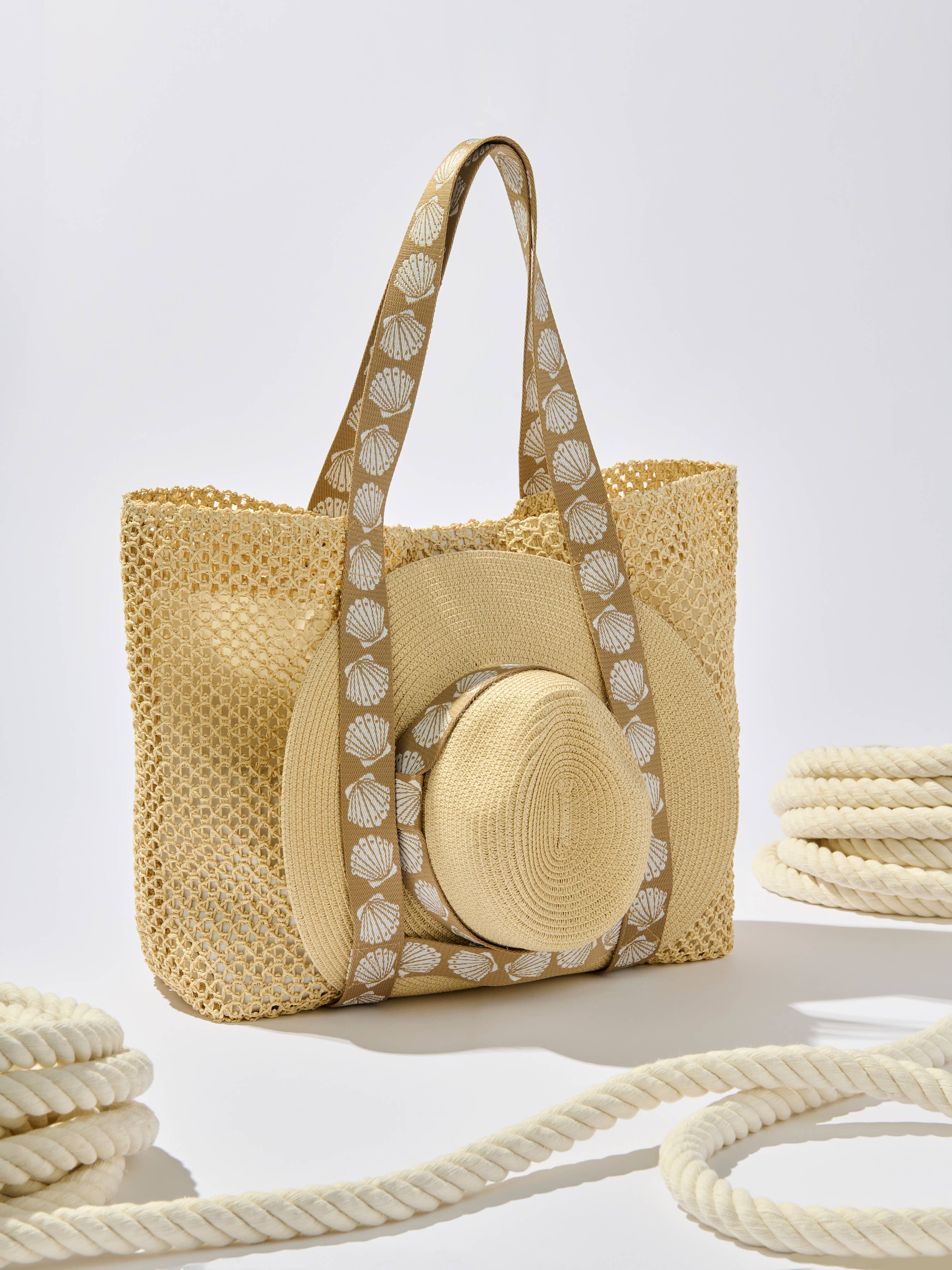 Fisher Hat + Tote Set Cream