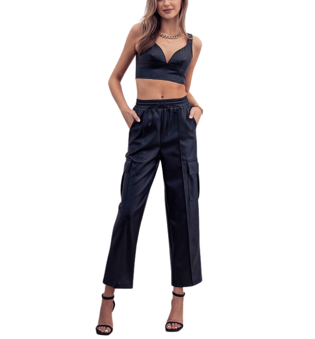 Studio Vegan Leather Cargo Pants