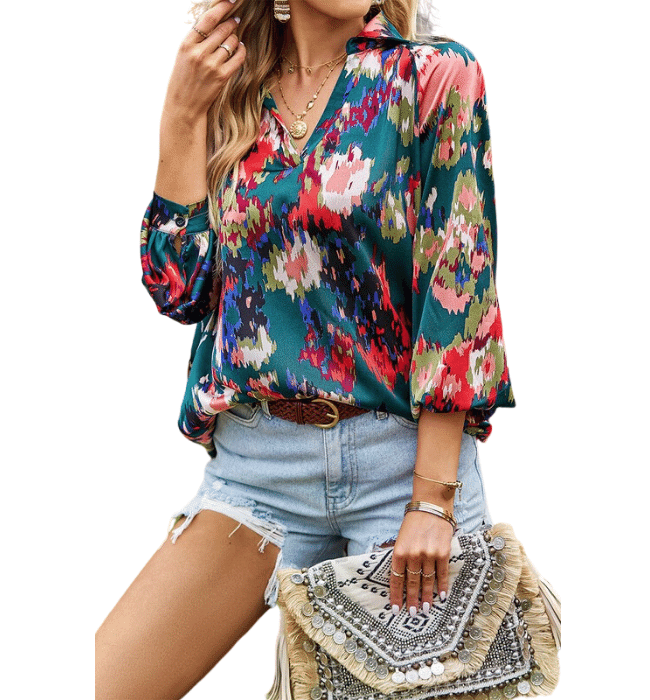 Kate Abstract Print Collared Blouse
