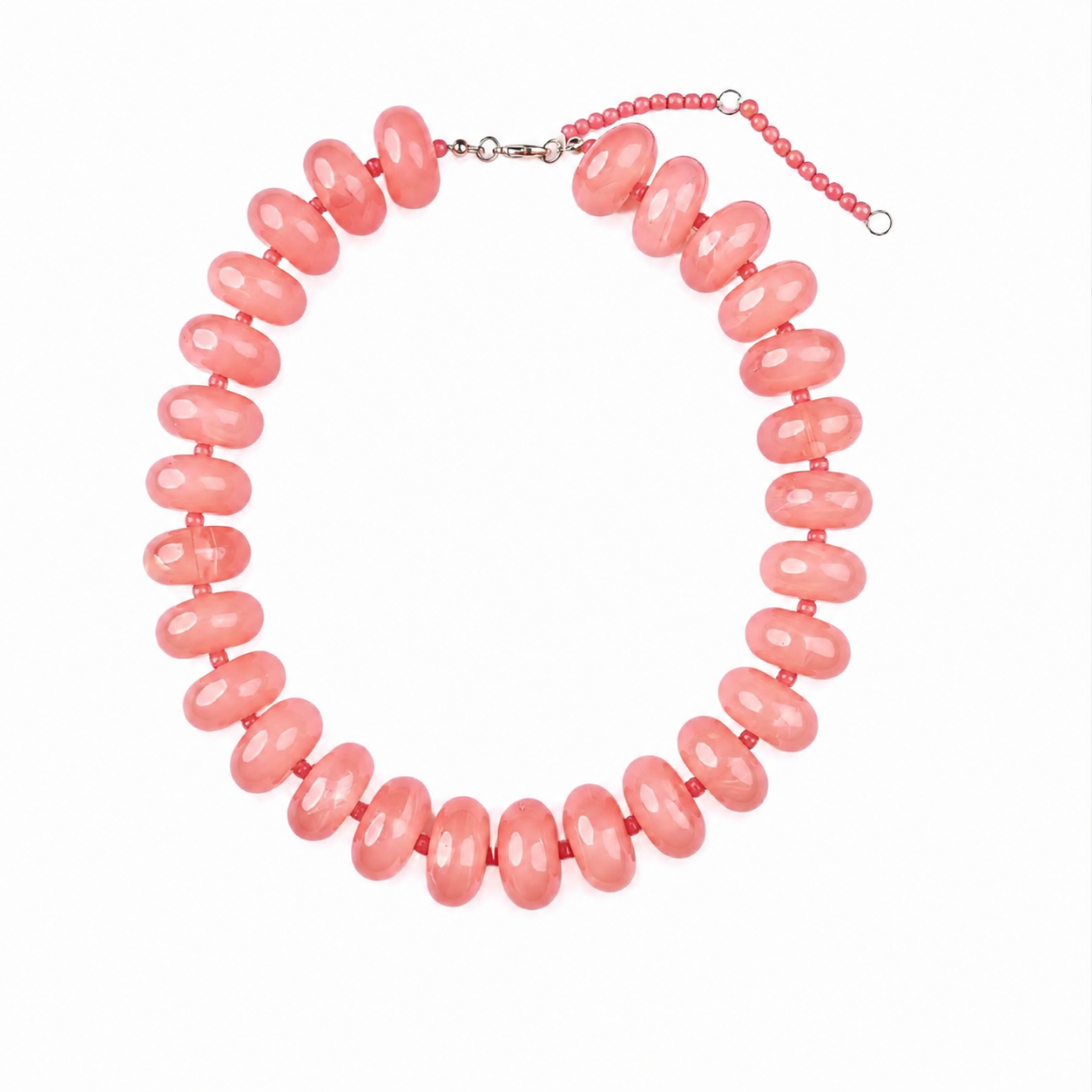 Polished Bead Statement Necklace | Pink