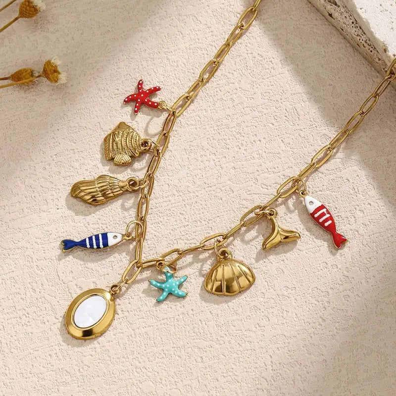 18K Stainless Steel Tarnish Free Fish Necklace