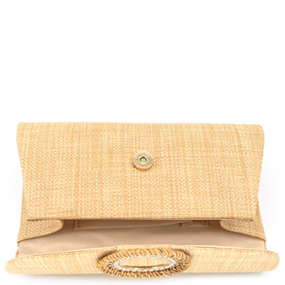 Rhinestone Rattan Clutch