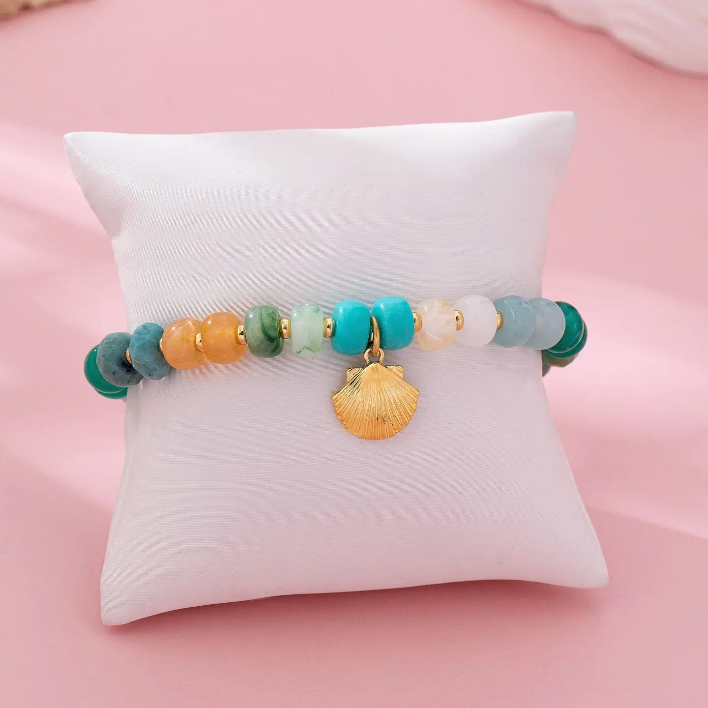 Earth Tone Beaded Shell Bracelet
