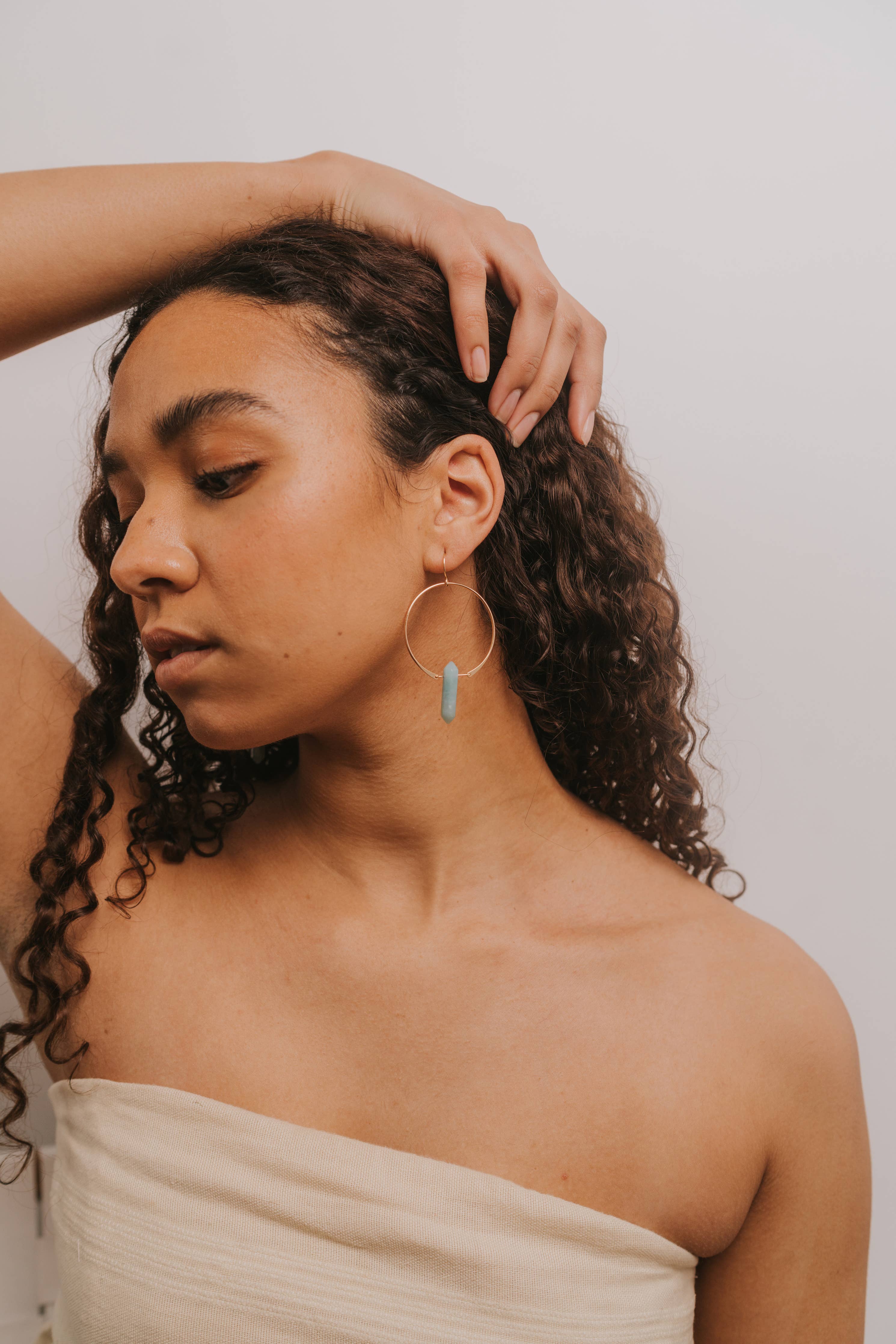 Hoops - Amazonite - Gold Earrings
