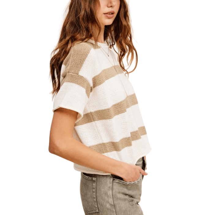 Kenzie Striped Short Sleeve Sweater