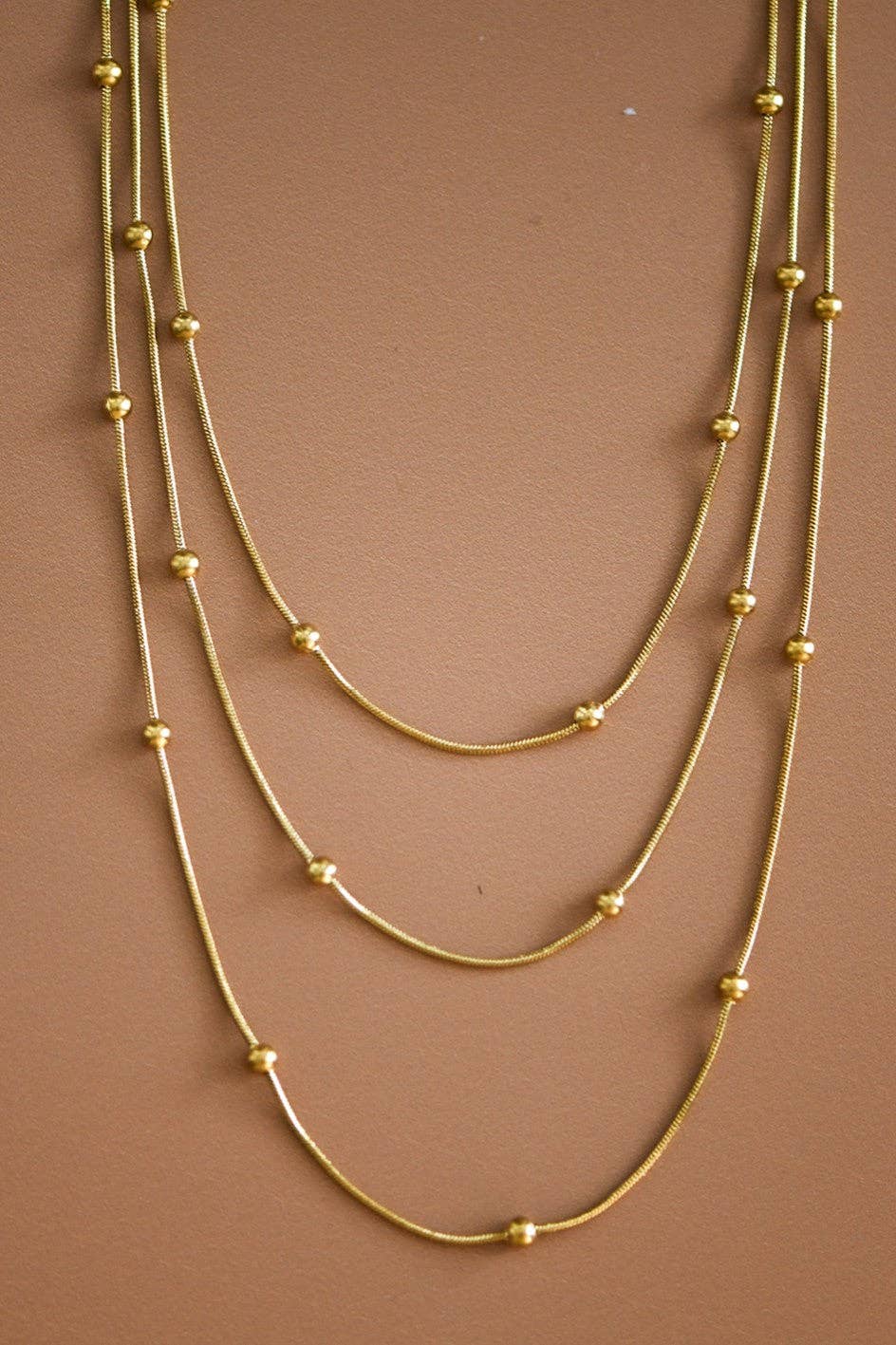18K Gold Plated Multi Strand Stainless Steel Necklace