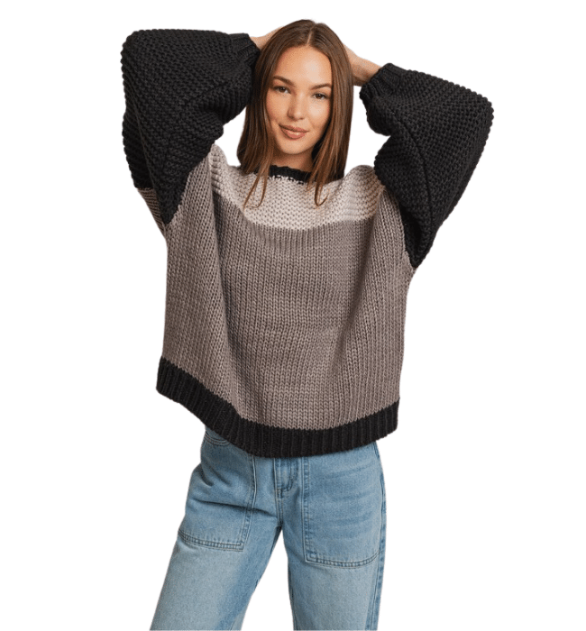 Zara Colorblock Crew Neck Sweater
