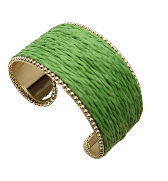 Embroidered Lotus Cuff Bracelet in Green – Buddha Groove