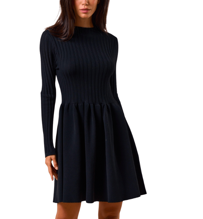 Maisie Black Ribbed Dress