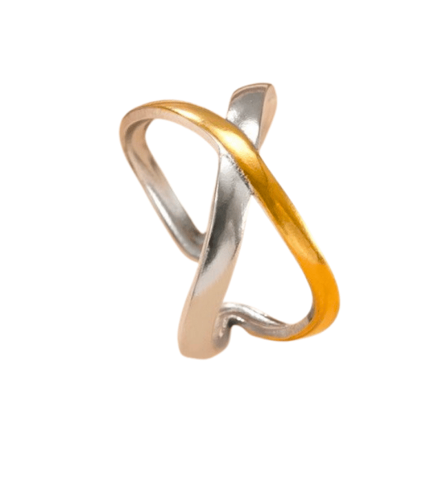 18K Stainless Steel Adjustable Abstract Two-Tone Ring