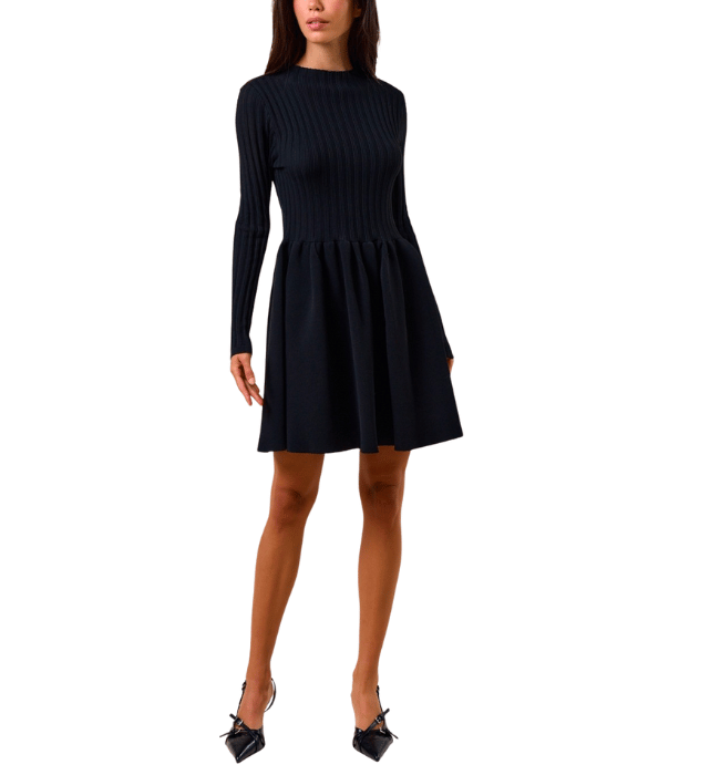 Maisie Black Ribbed Dress