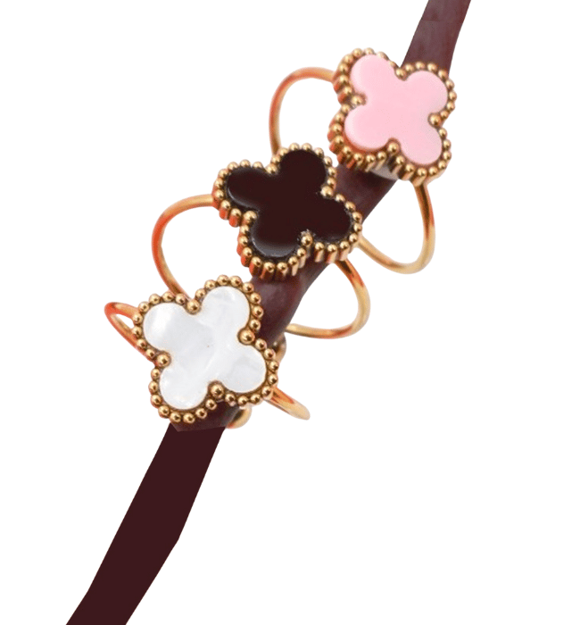 18K Stainless Steel Tarnish-Free Adjustable Clover Ring
