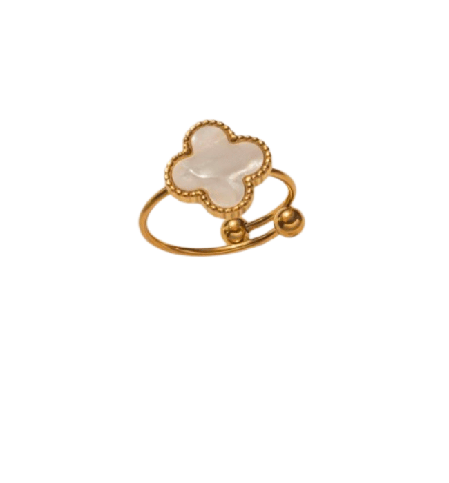 18K Stainless Steel Tarnish-Free Adjustable Clover Ring