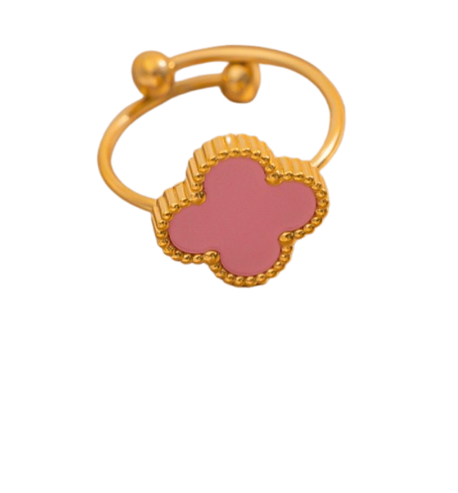 18K Stainless Steel Tarnish-Free Adjustable Clover Ring