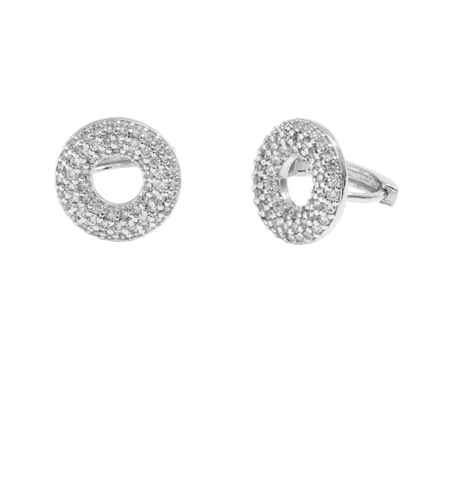 14k Gold Cz Paved Donut Mini Huggie Hoop Earrings