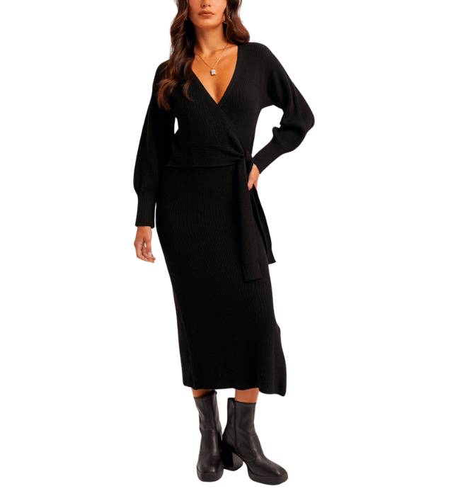 Georgia Black Sweater Dress