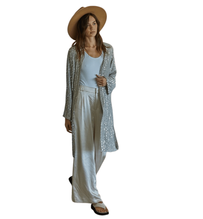 Gray Sequin Cardigan